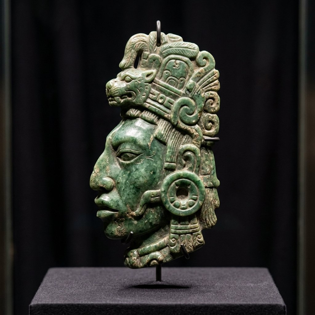 Maya jade head pendant from Belize