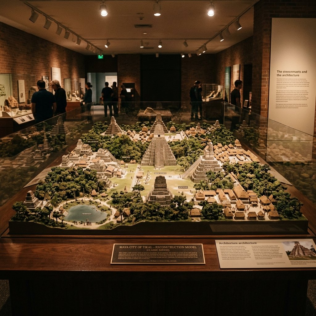 Scale model reconstruction of an ancient Maya city in museum