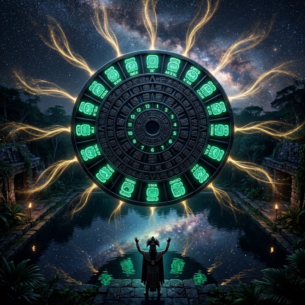 Maya astrology signs floating in the cosmos