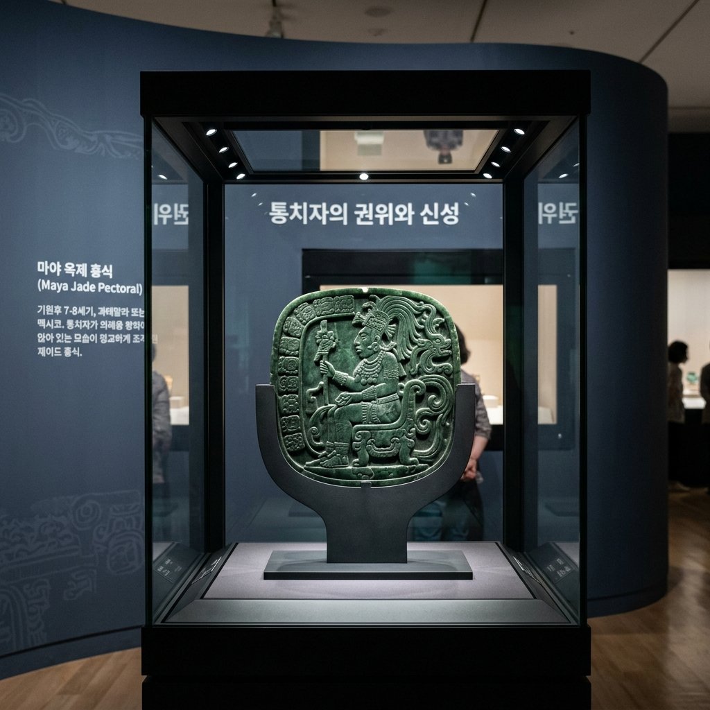 Maya jade pectoral in Korean museum exhibition