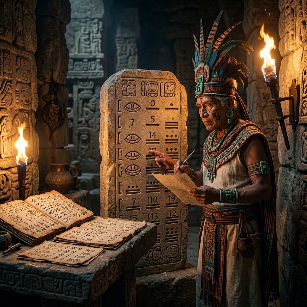 Maya bar and dot numbers carved in stone