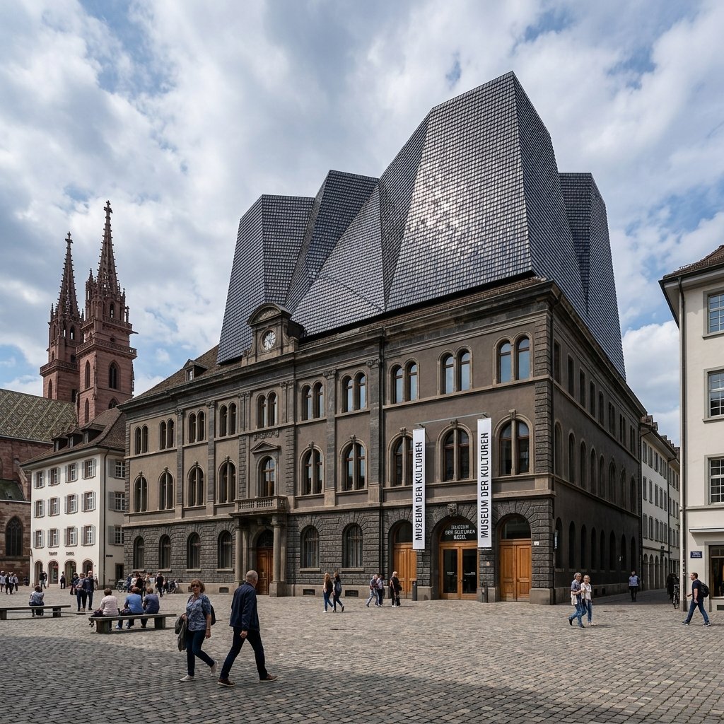 Museum der Kulturen in Basel — historic building with modern roof