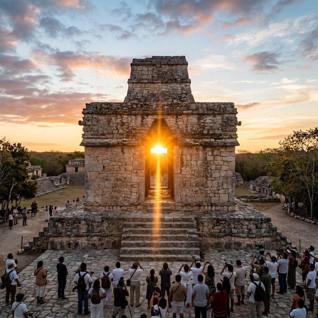 Equinox sun shining through the Temple of the Seven Dolls