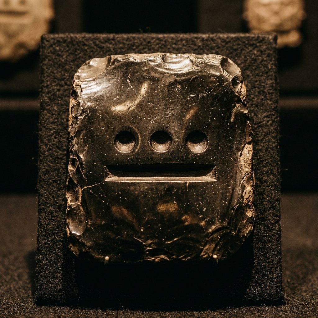 Ancient Maya obsidian tablet with dot-and-bar numerals