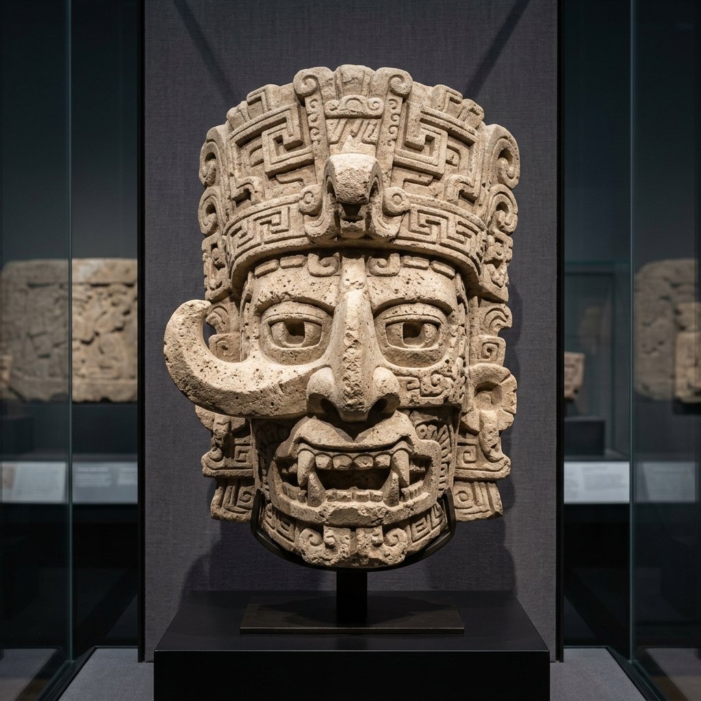 Puuc stone Chac rain god mask from Uxmal
